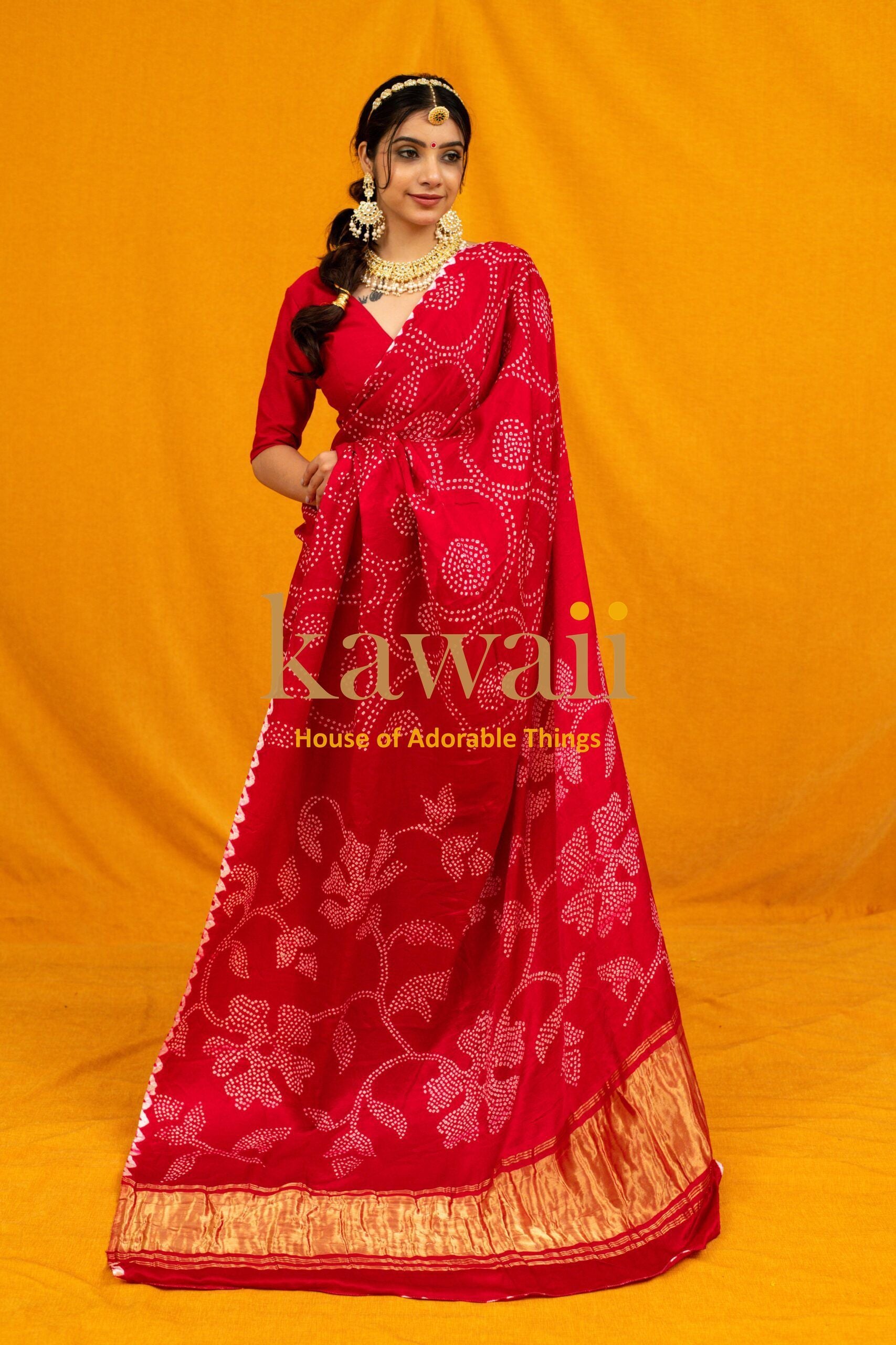 Surali Handcrafted Bandhani Design on Pure Gajji Silk Saree