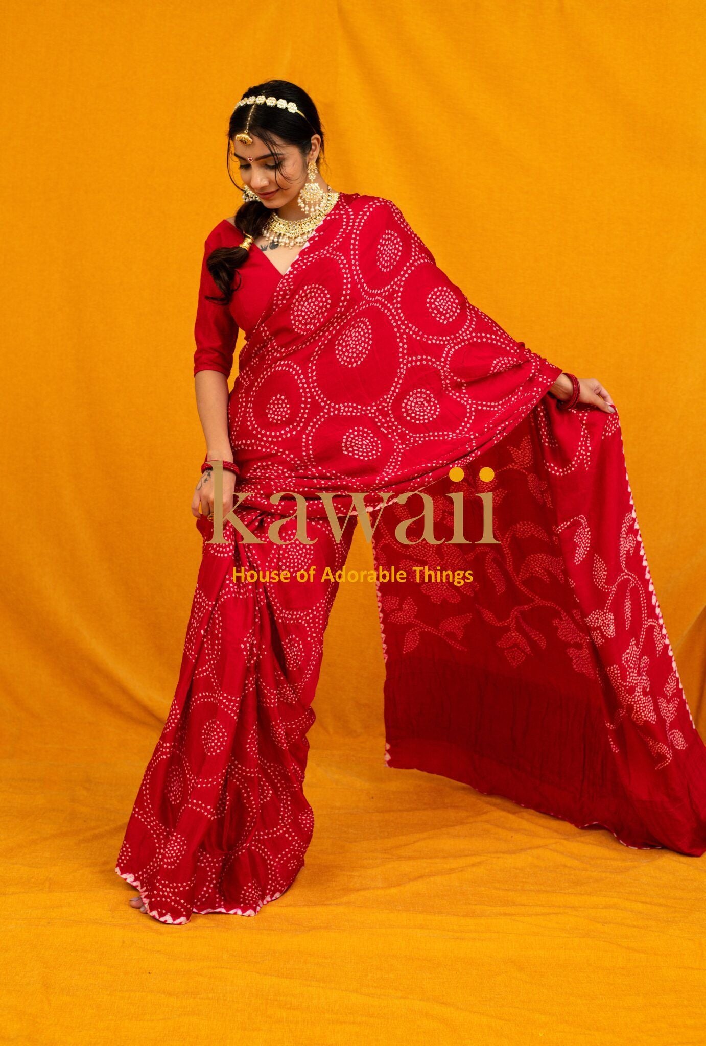 Surali Handcrafted Bandhani Design on Pure Gajji Silk Saree