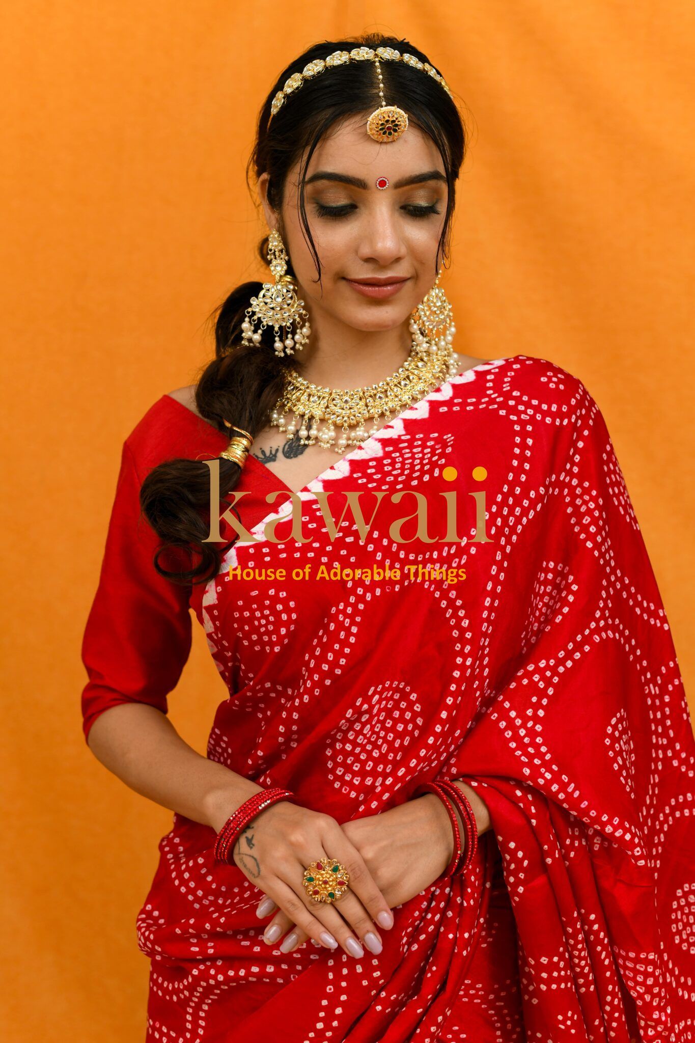Surali Handcrafted Bandhani Design on Pure Gajji Silk Saree