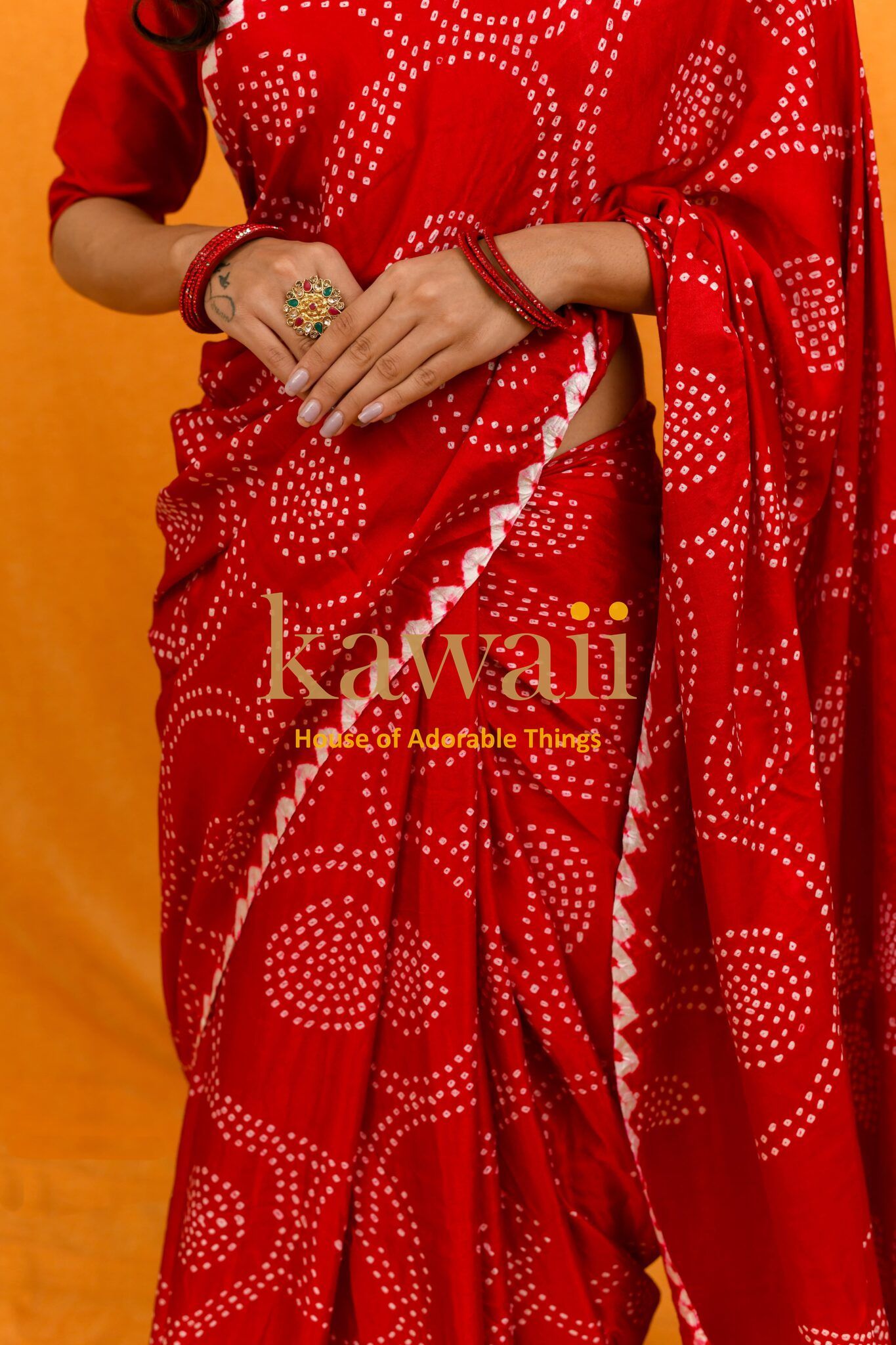 Surali Handcrafted Bandhani Design on Pure Gajji Silk Saree
