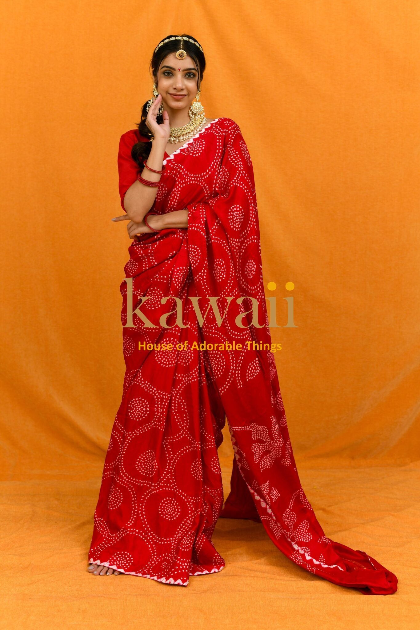 Surali Handcrafted Bandhani Design on Pure Gajji Silk Saree