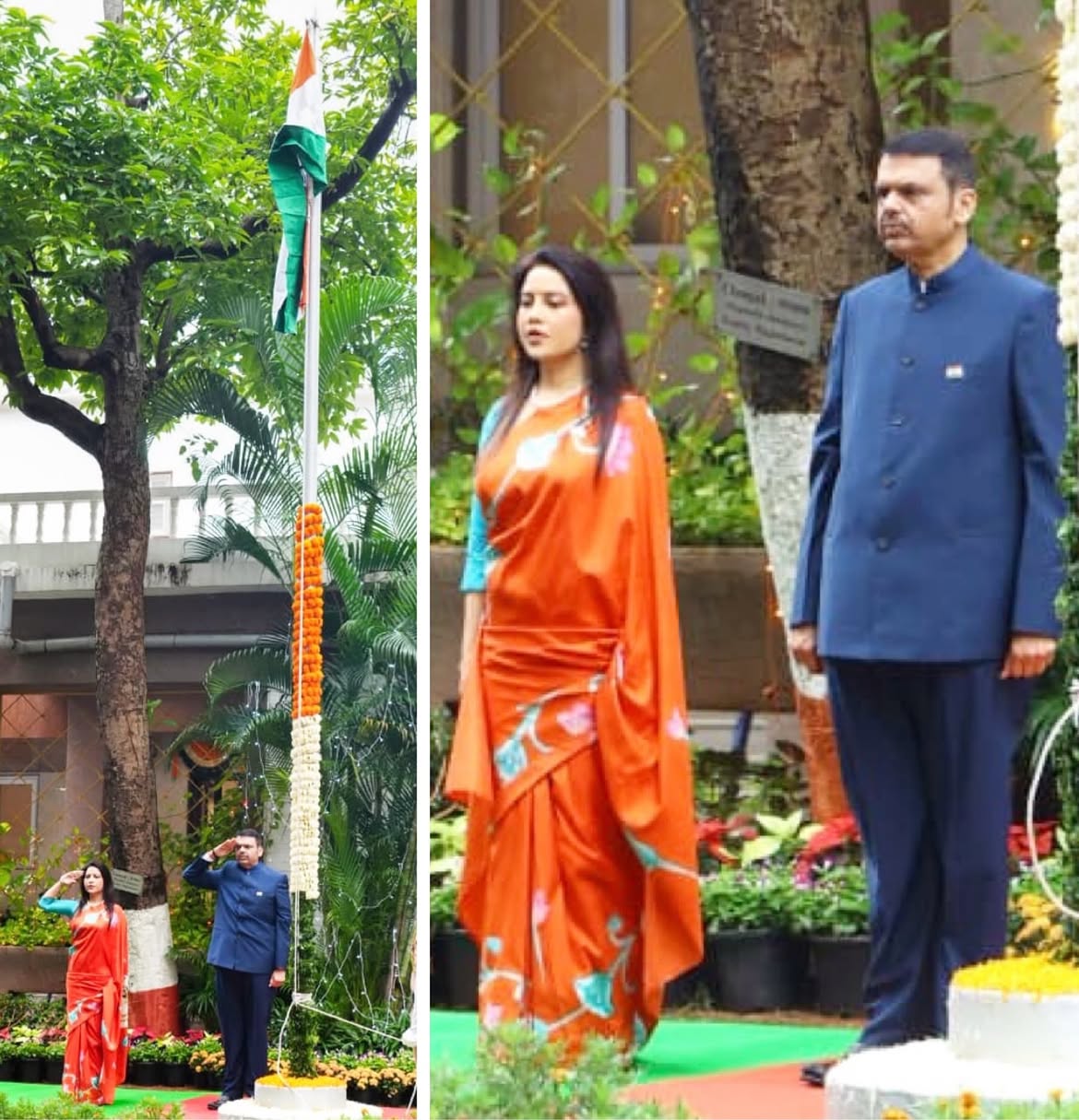 डॉ. जय मदान रूमी हैंडपेंटेड पिचवाई साड़ी में