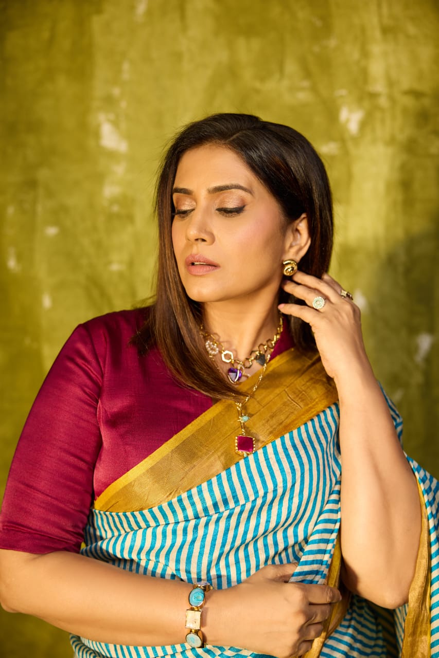 Sonali Kulkarni in Vasanta Tussar Silk Saree