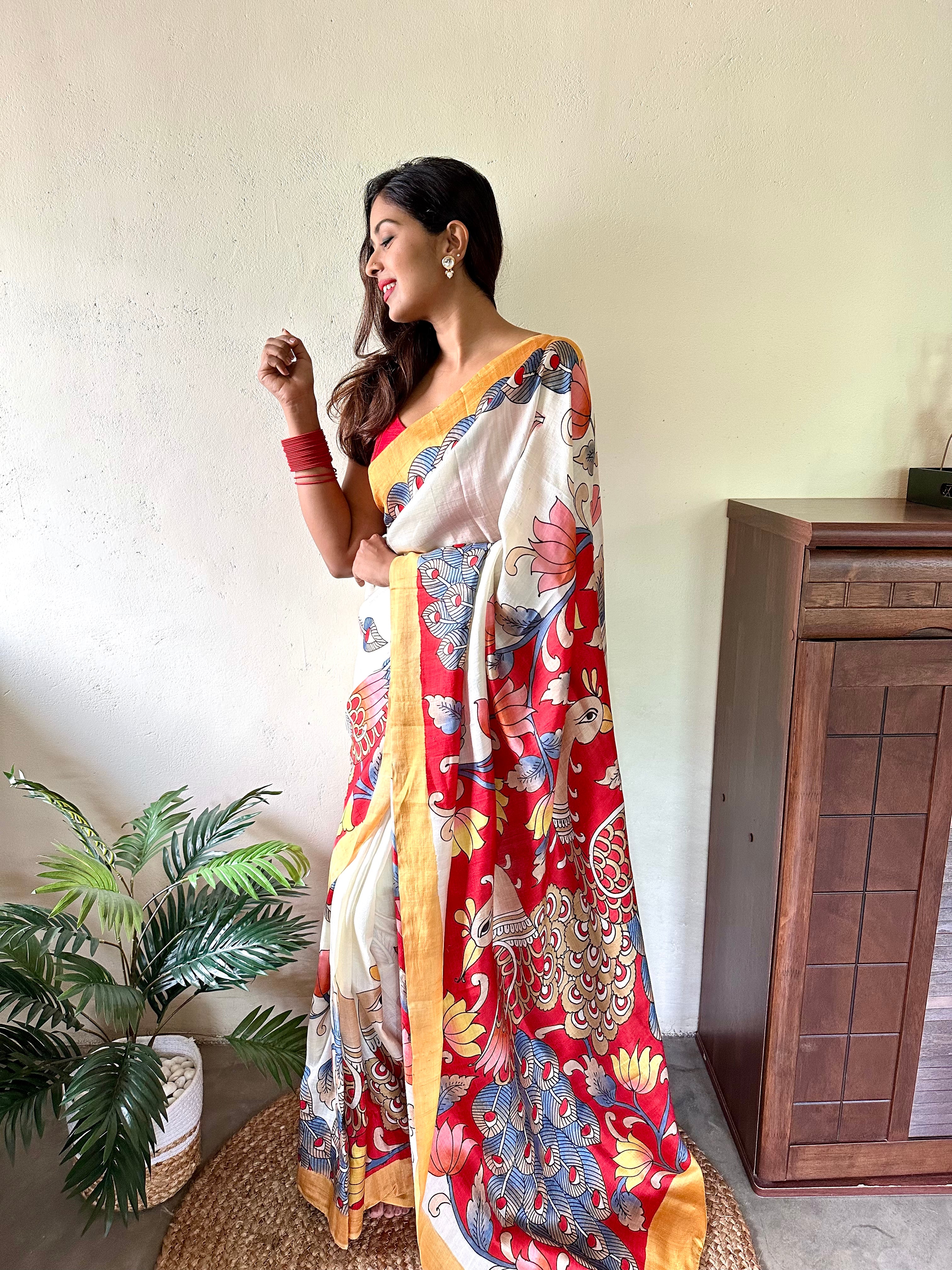 Sunitha Charma in Mahishi Handcrafted Kalamkari Saree