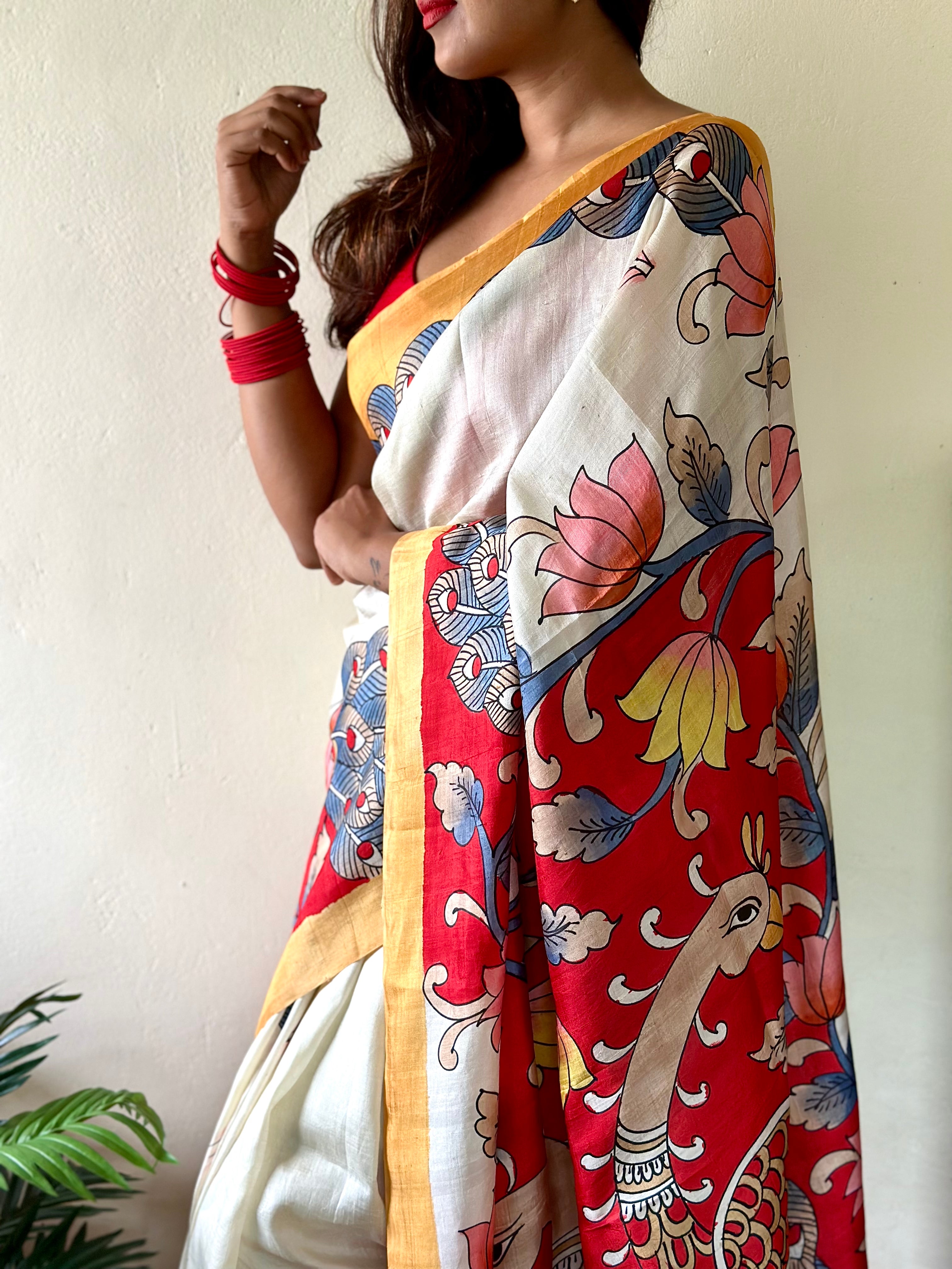 Sunitha Charma in Mahishi Handcrafted Kalamkari Saree