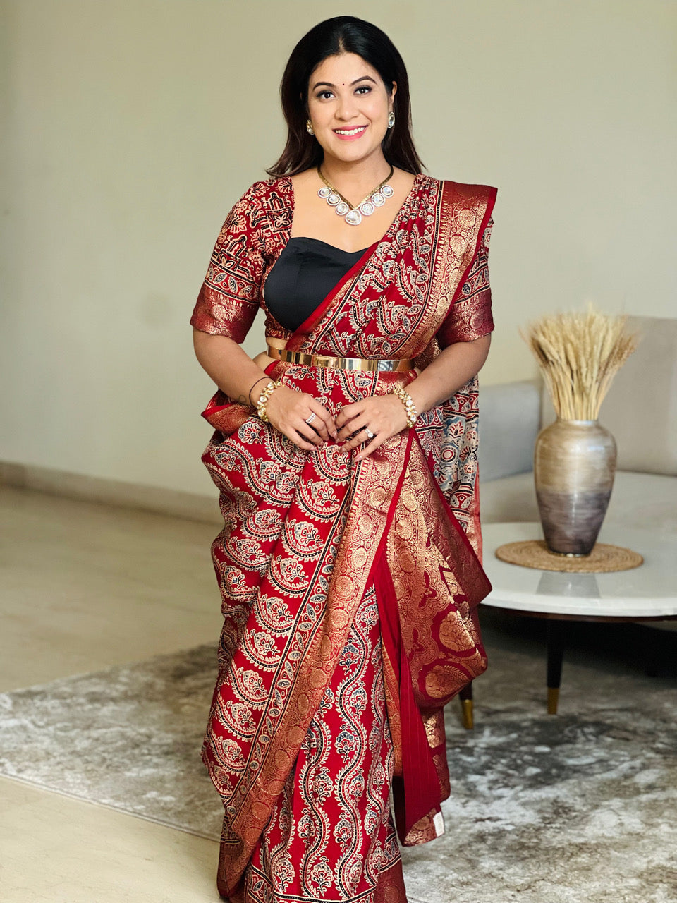Jagisha Upadhyay in Kavya Ajrakh Saree