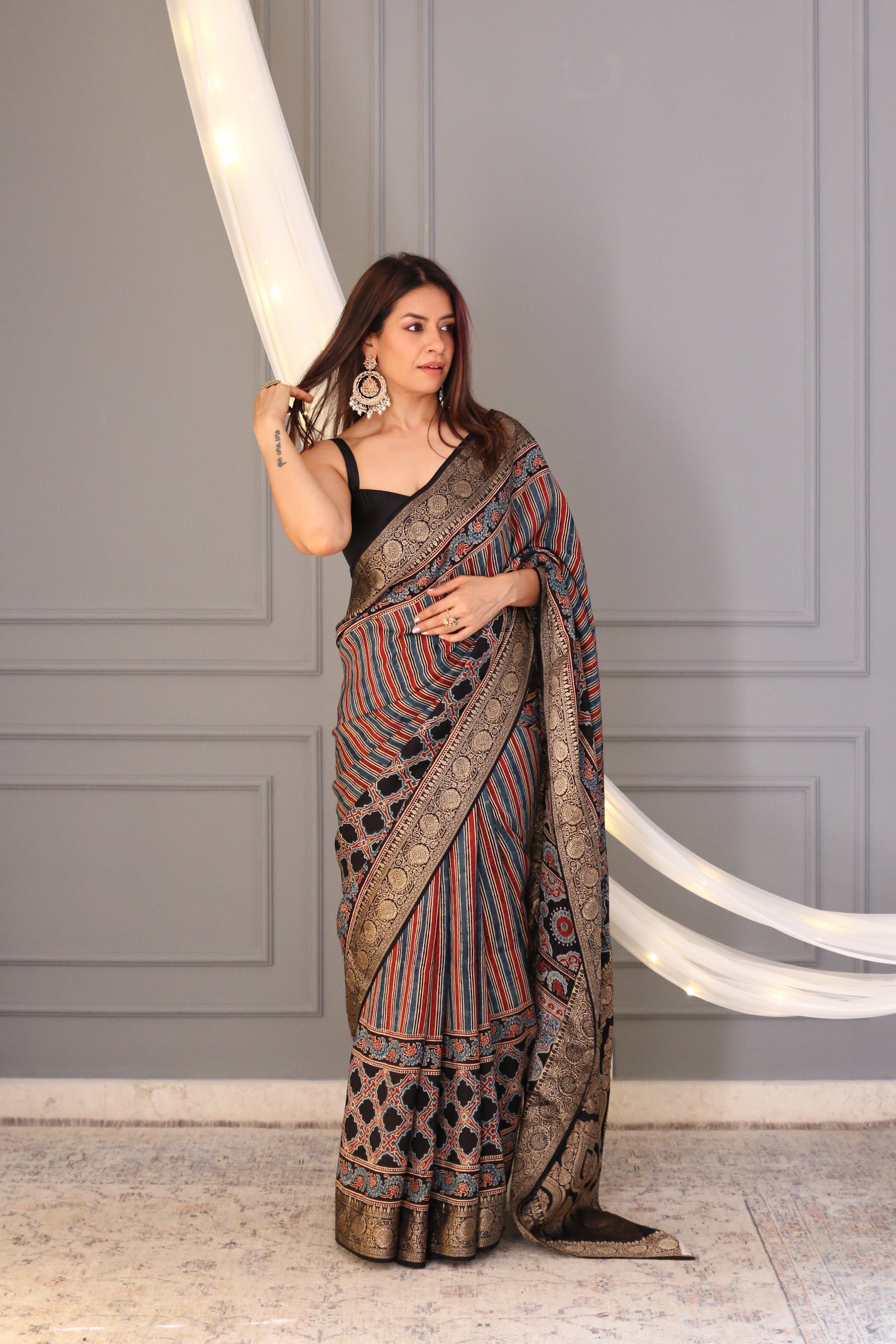 Rishu Lamba in Varnikaa Ajrakh Saree