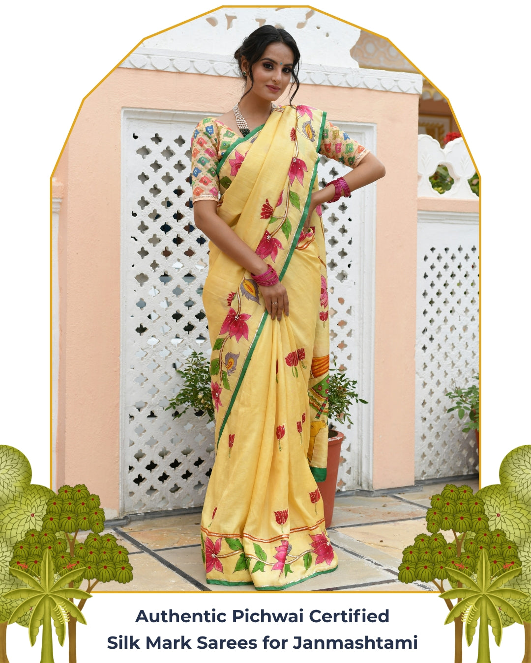 Ananta Pichwai Lotus Handpainted Pichwai Saree