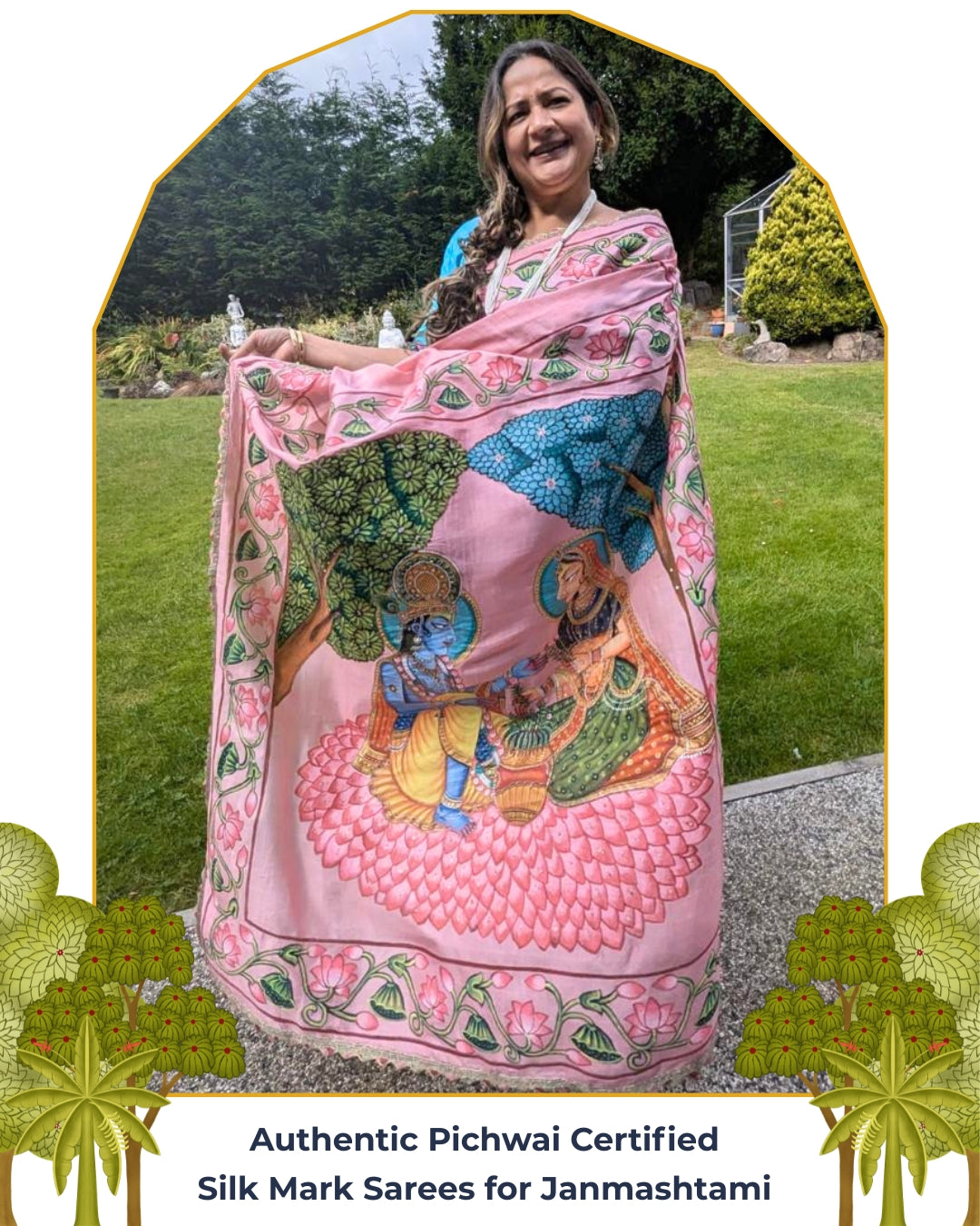Radha Krishna Handpainted Authentic Pichwai Saree