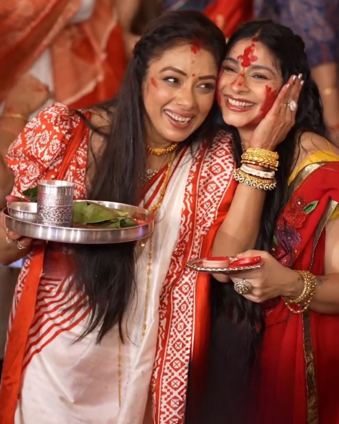 Rupali Ganguly in Utsav Hand Block Print Tussar Silk Saree
