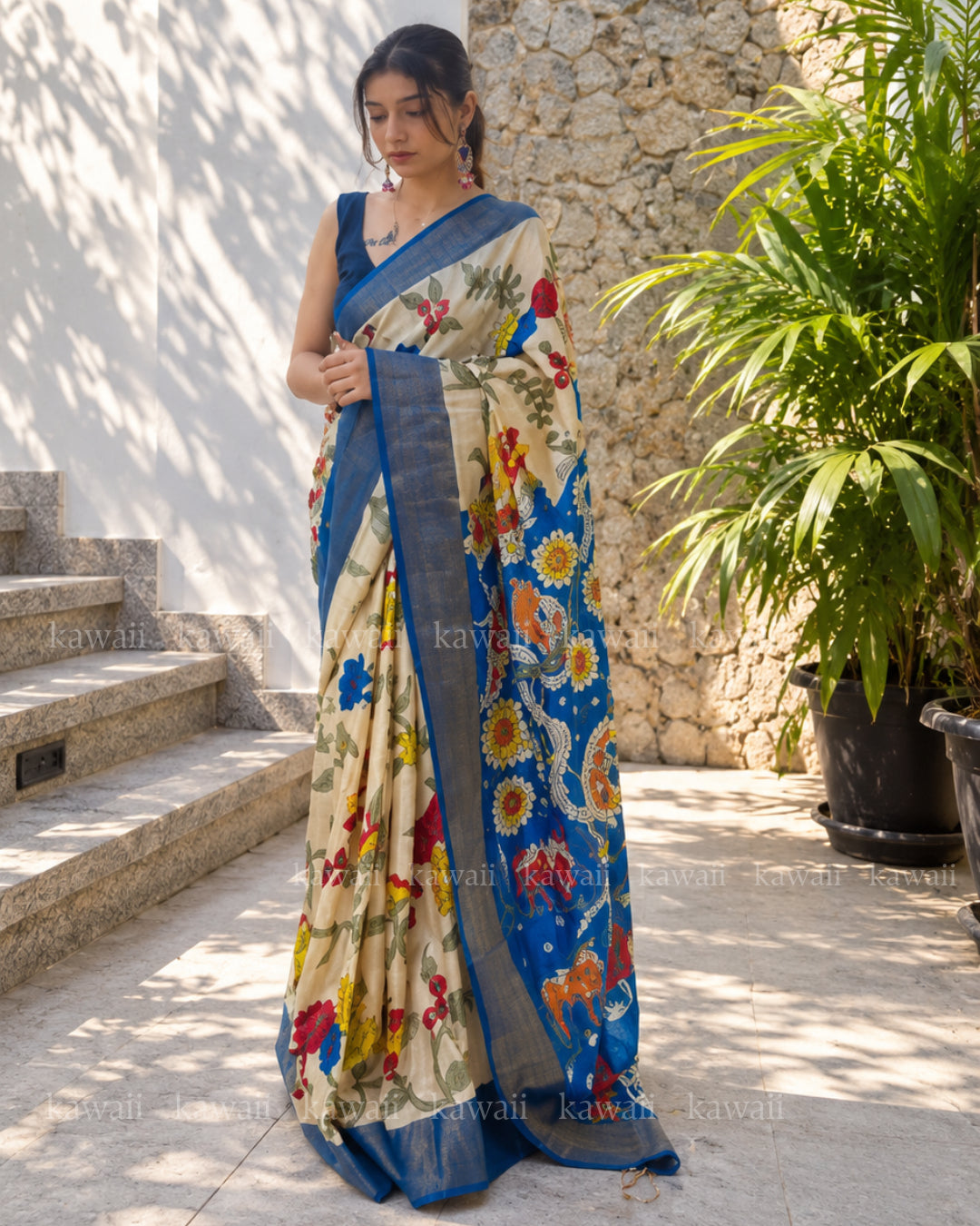 Mohana Handpainted Kalamkari Design Saree