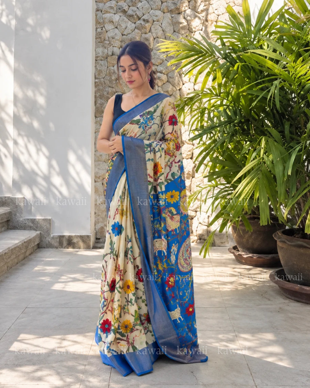 Mohana Handpainted Kalamkari Design Saree