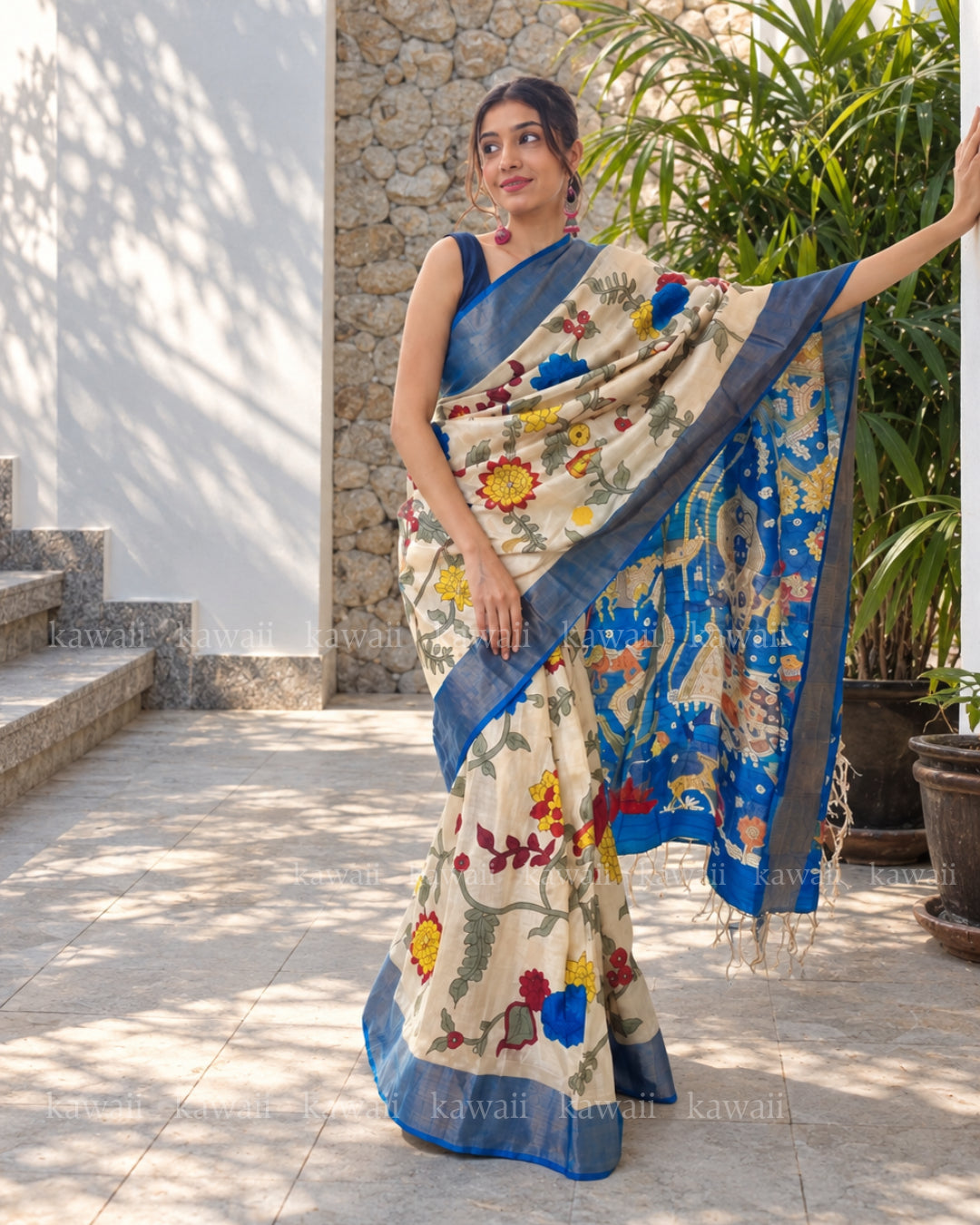 Mohana Handpainted Kalamkari Design Saree
