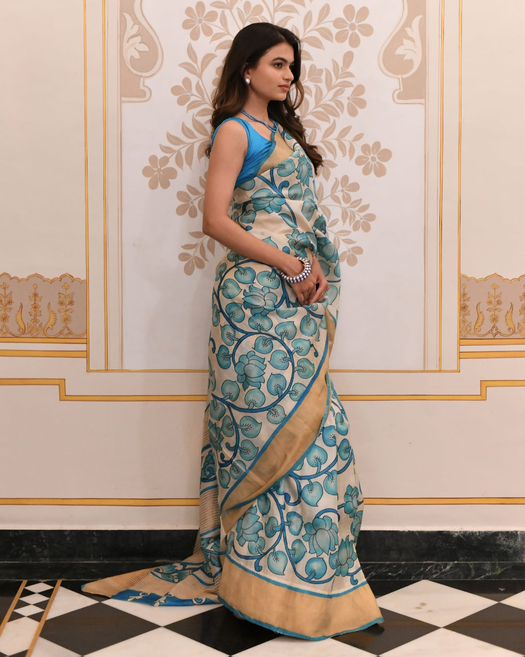 Jalodari Kalamkari Saree