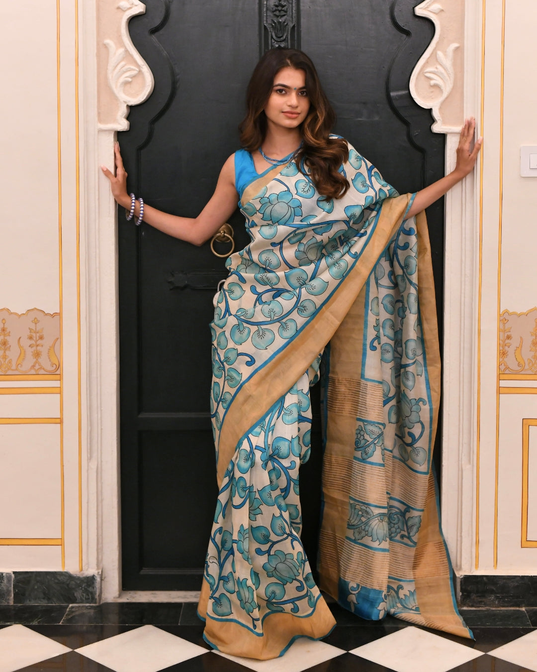 Jalodari Kalamkari Saree