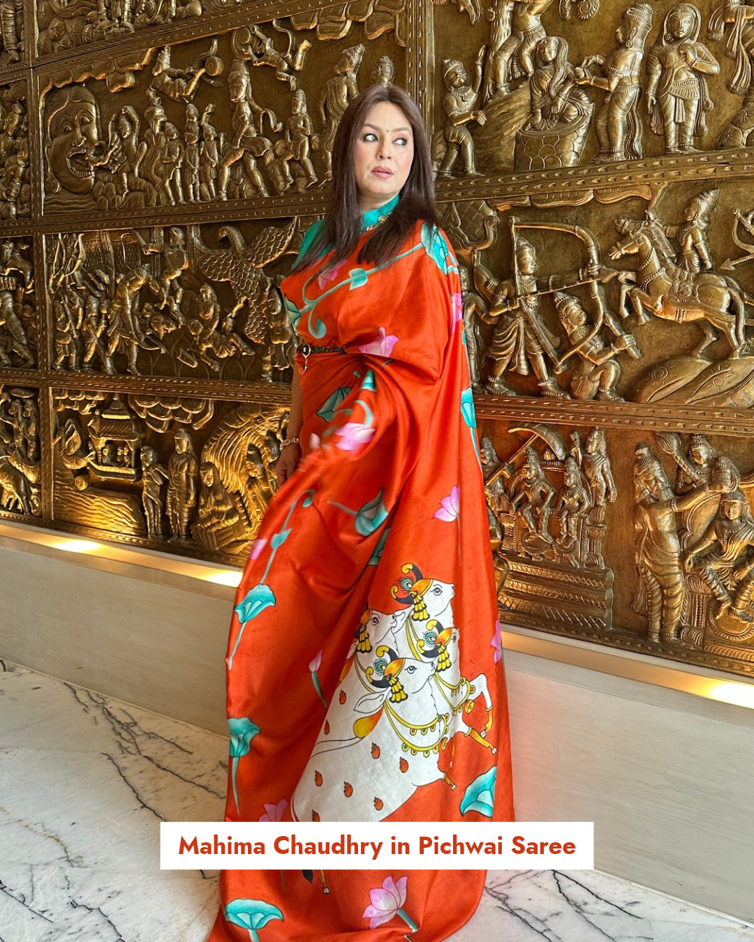 Mahima Chaudhary in Rumi Handpainted Pichwai Saree