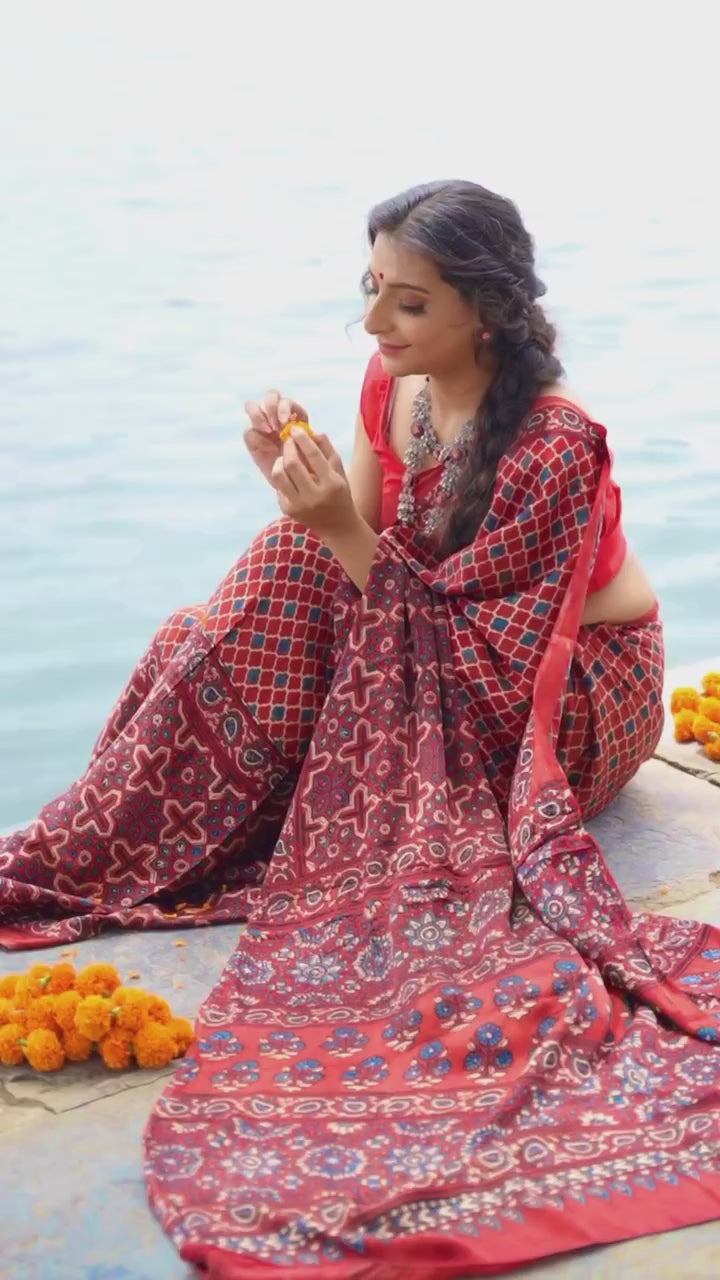 Kama Ajrakh Saree