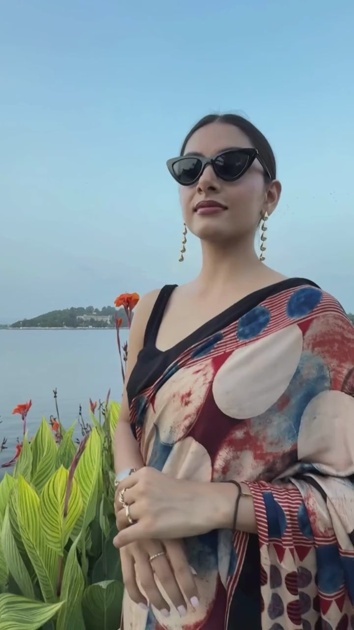 Chandra Ajrakh Saree