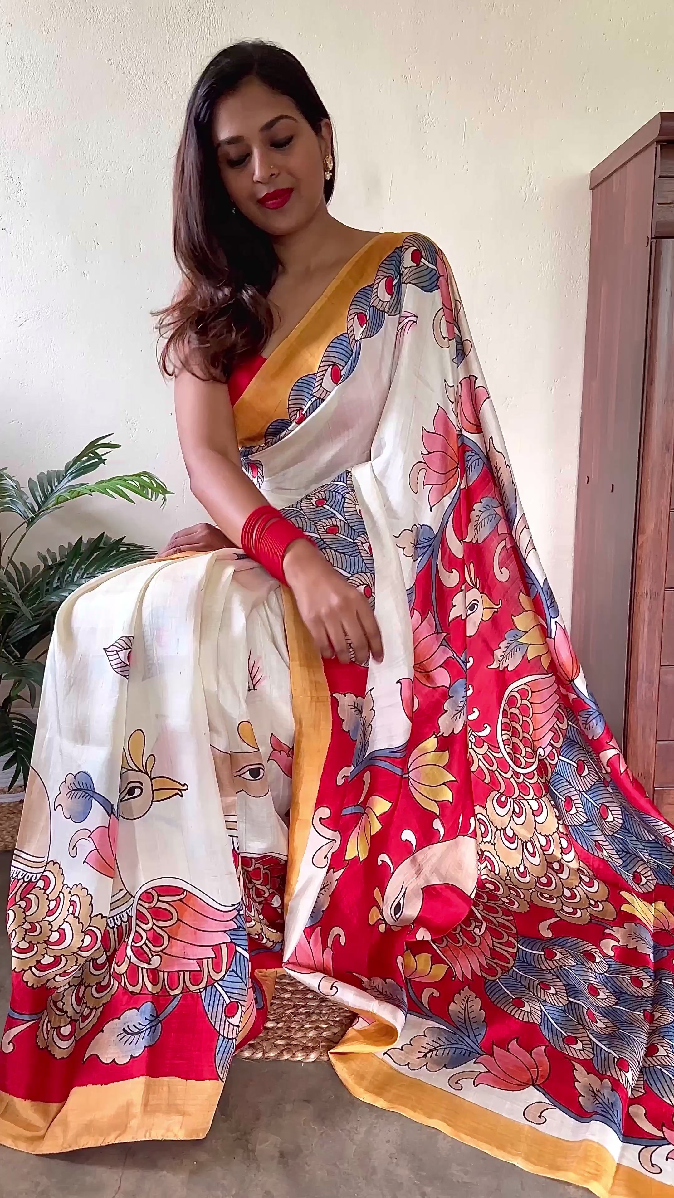 Sunitha Charma in Mahishi Handcrafted Kalamkari Saree