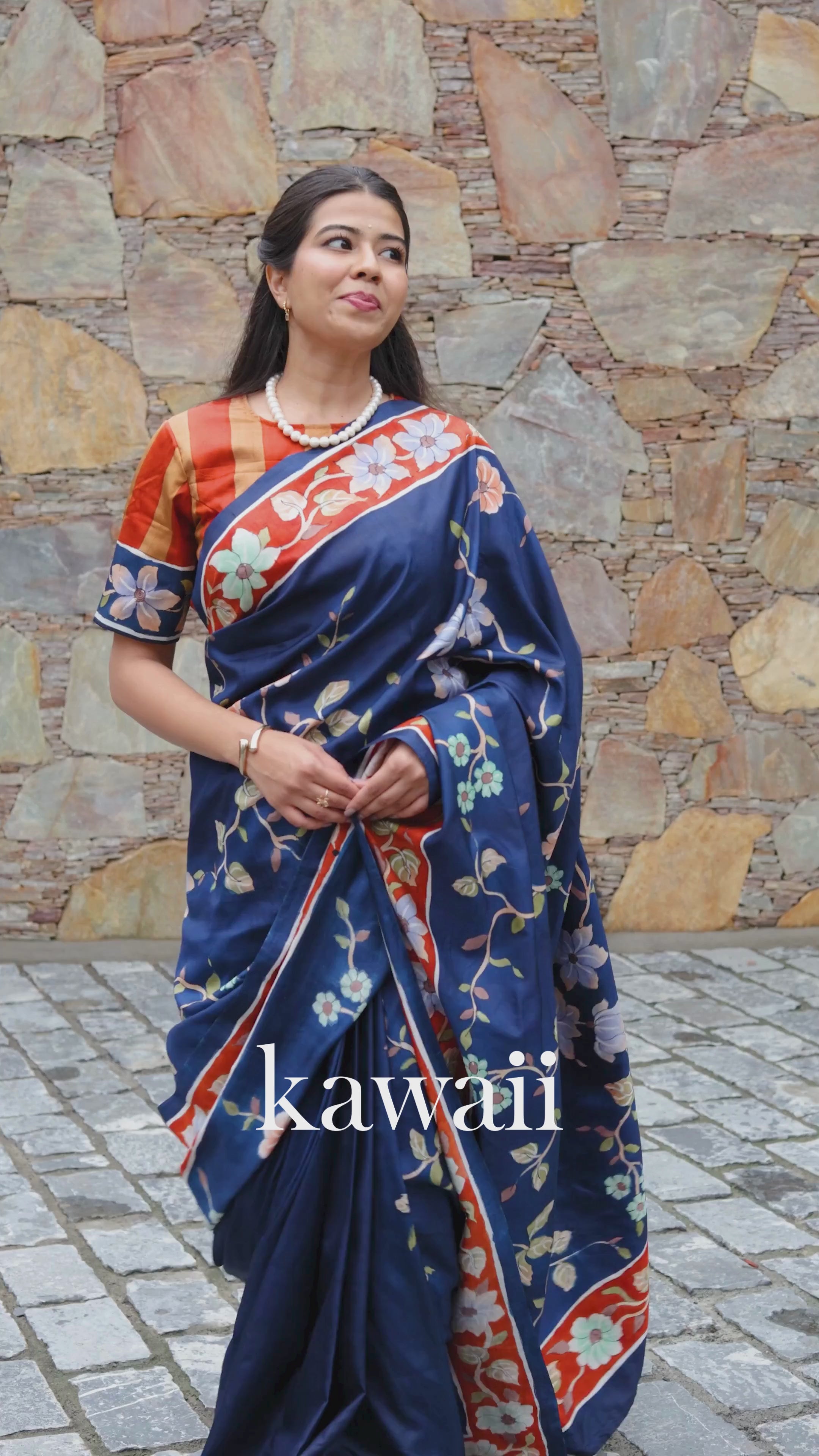 Vipasana Handpainted Kalamkari Design Saree