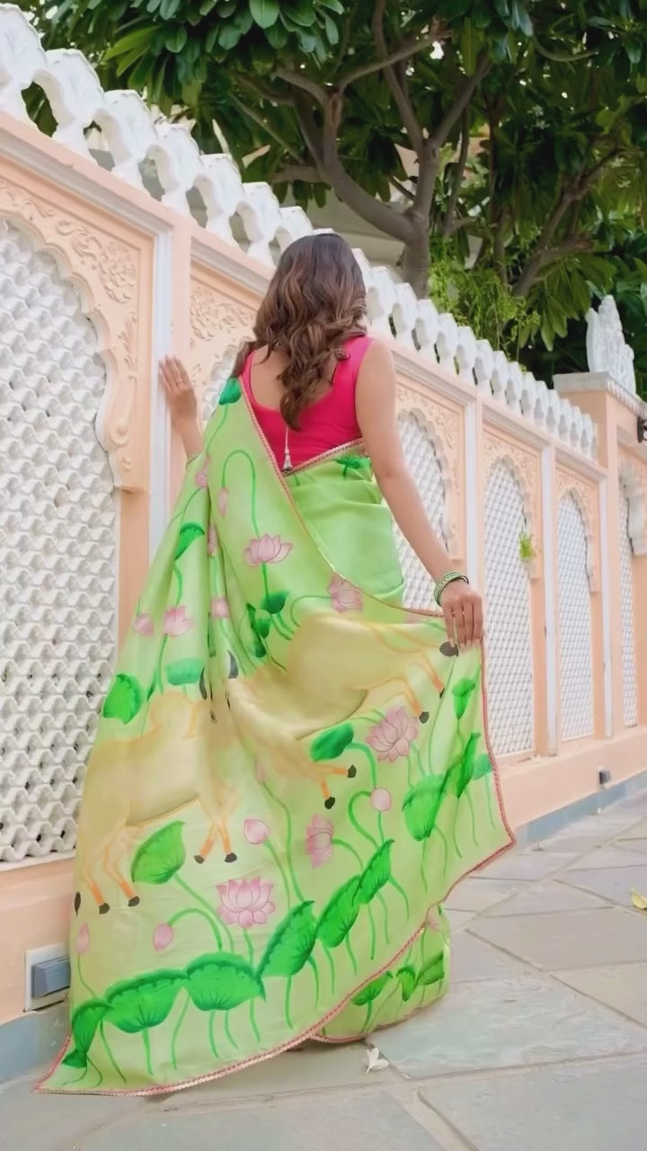 Ameya Handpainted Pichwai Saree by Kawaii