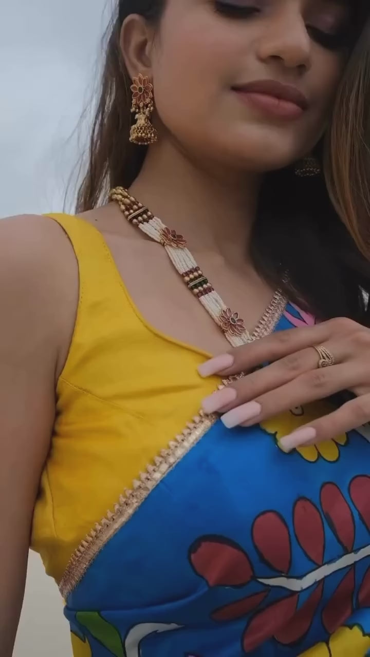 Sukhmani Blue Kalamkari Saree