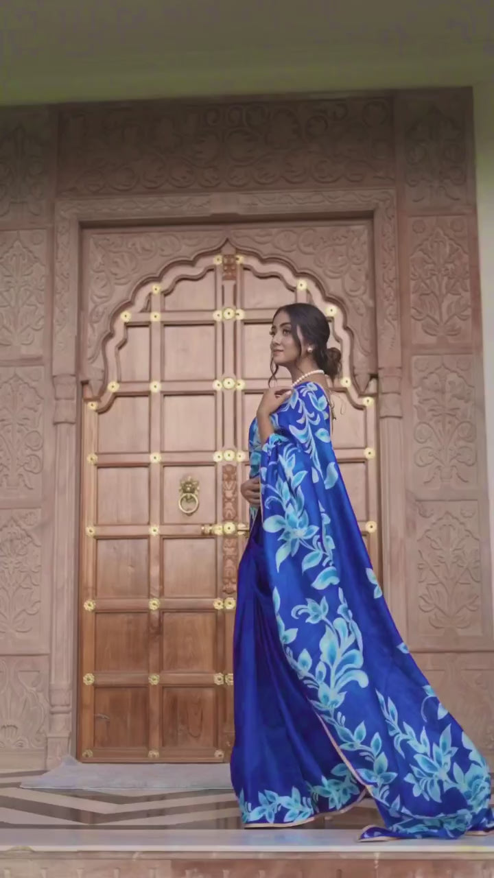 Neel Pushp Batik Saree