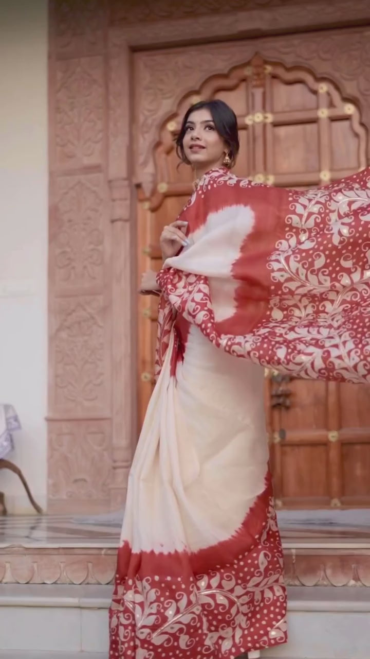 Soundarya Batik Artwork Handpainted on Pure Silk Saree