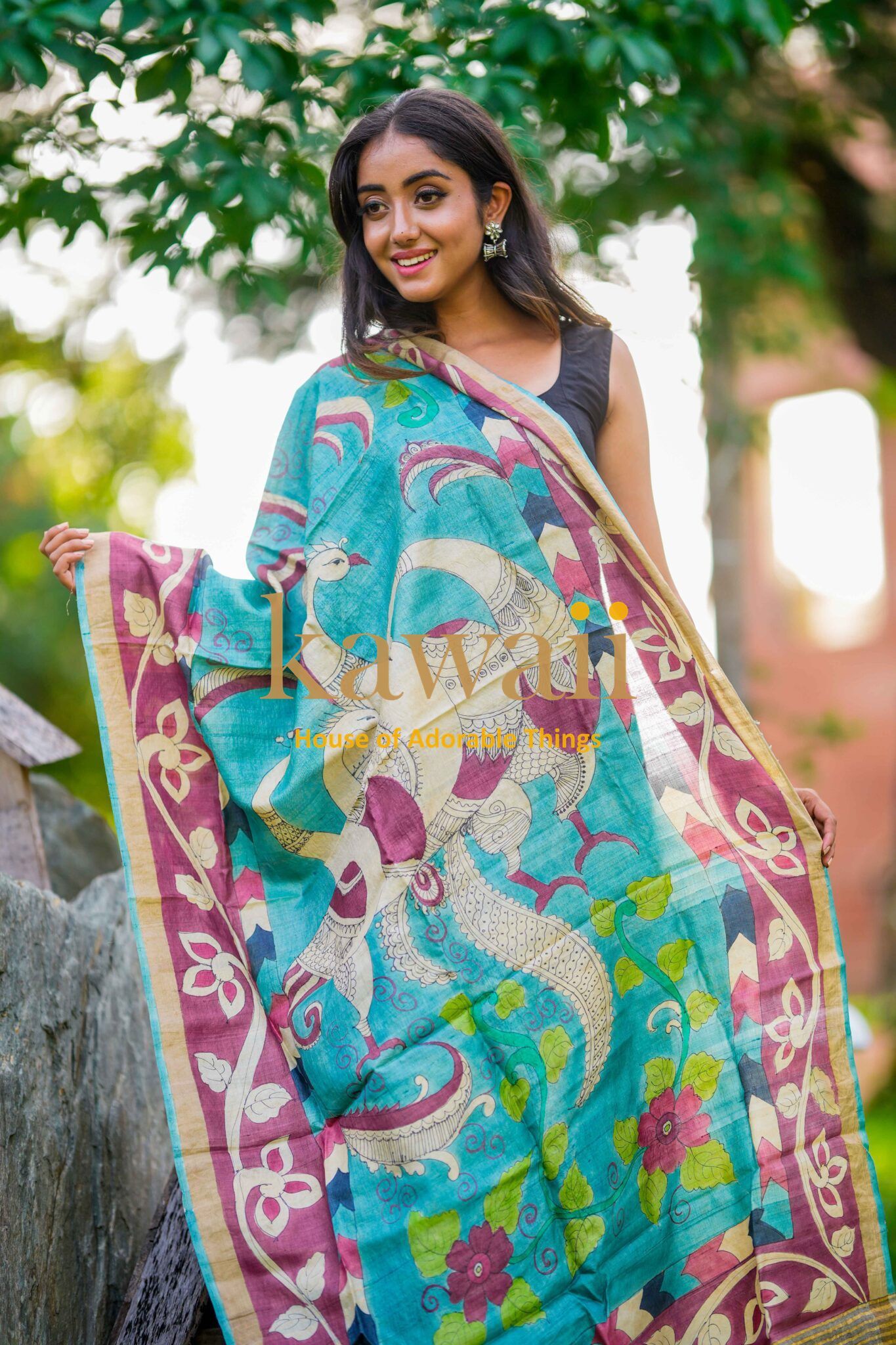 Mayuri Green Kalamkari Dupatta